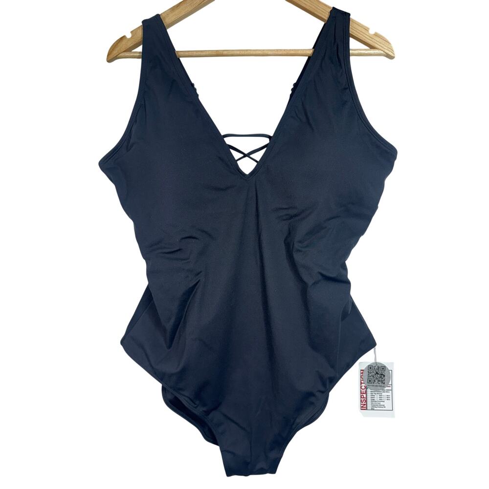 NEW TA3 Plungey Black Lace Up Sculpting Corset One Piece Swimsuit Sz 3X Reg/Long - Picture 2 of 15